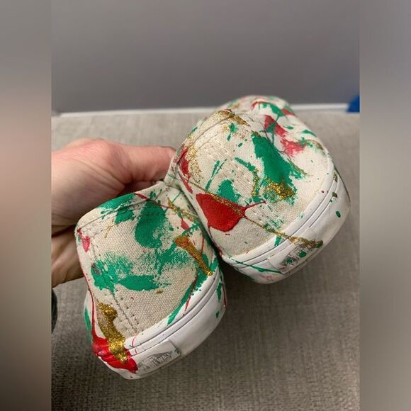 Christmas Vans Classics Sneakers Paint Splatter Christmas DIY Red Green Size 8 - Picture 6 of 13